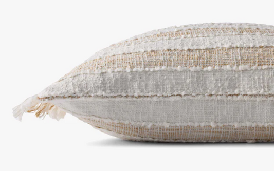 Natural & Ivory Striped Fringe Pillow 22 x 22