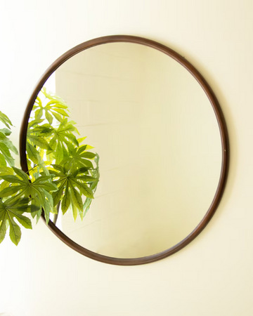 Round Wooden Framed Mirror