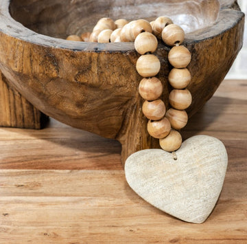 23.6" Wood Beads with Heart
