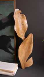 Hand-carved Teakwood Tabletop Leaves Sculpture