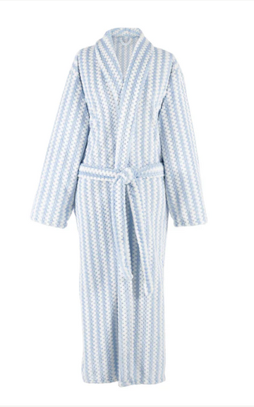 Bubble Stripe Fleece Soft Blue Robe