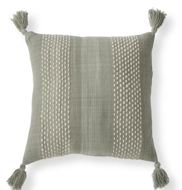 Olive Green 20" Pillow with Tassels