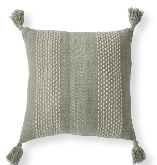 Olive Green 20" Pillow with Tassels