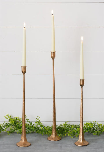 Hand Forged Metal Candle Holders (Copper) Set of 3
