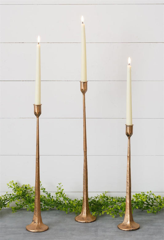 Hand Forged Metal Candle Holders (Copper) Set of 3