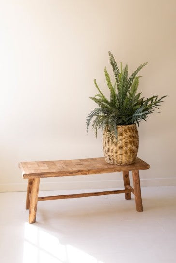 Recycled Fir Wood Bench w/ Parque Top