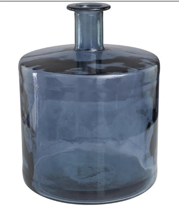 Blue Recycled Spanish Glass Bottle - Short