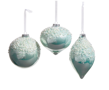 4" Pearl Frosted Blue Ornament
