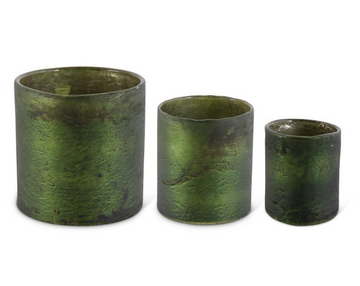 Olive Green Matte Glass Container - Medium