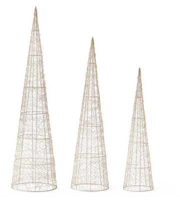 LED Silver Cone Trees - S/3