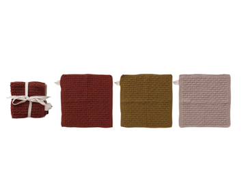 Cotton Knit Dish Cloths - S/3