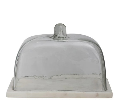 Lg Marble Butter Dish w Cloche