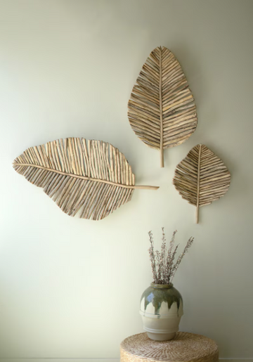 Teakwood Leaves Wall Art - S/3