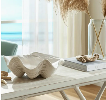 Ivory Resin Coastal Clam Bowl