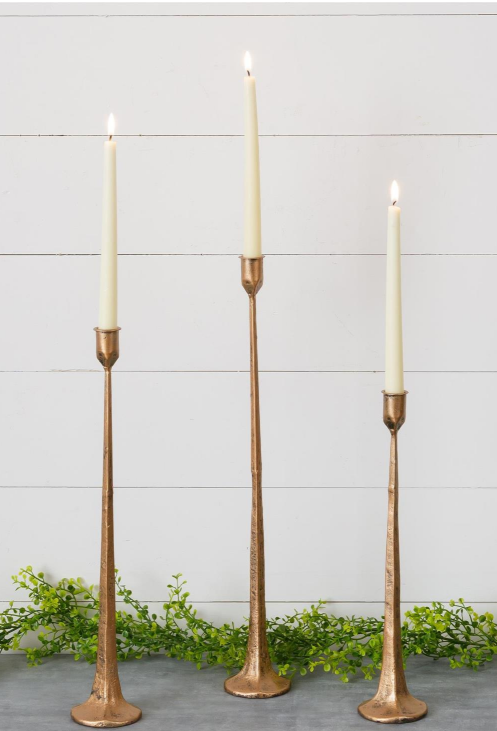 Gold Taper Candle Holders - S/3