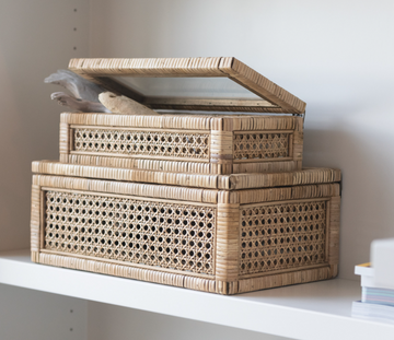 Rattan & Glass Display Box - Large