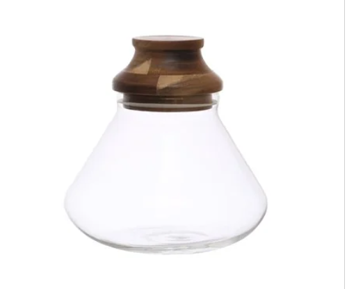 7.75 Round Glass Jar with Wooden Lid