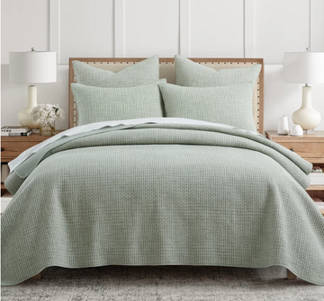 Pick-Stitch Artisan Quilt Set - Sage King/Cal. King