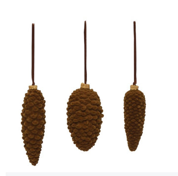Flocked Pinecone Ornament