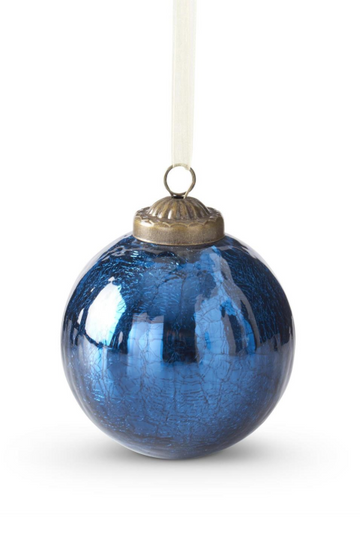 Mirrored Blue Glass Ornament - 3"