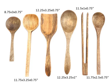 Mango Wood Kitchen Utensils, S/6