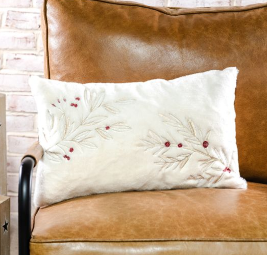 12 x 20 Gold & Berry Fur Lumbar Pillow