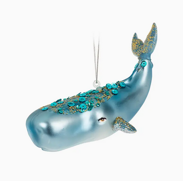 Whale w Glitter Ornament