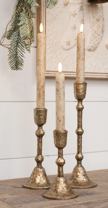 Gold Taper Candle Holders - S/3