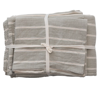 Grey & White Queen Bedding Set w/ 2 Shams