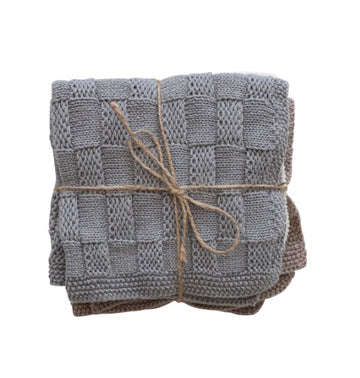 Cotton Knit Dish Cloths - 3 colors