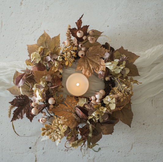17" Maple Leaf & Berry Candle Ring