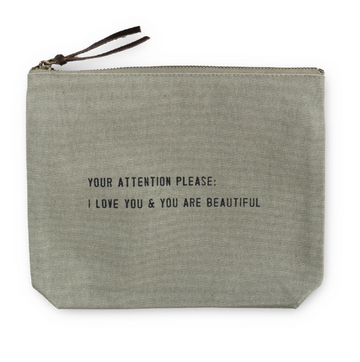 Canvas Zip Bag- Your Attention Please