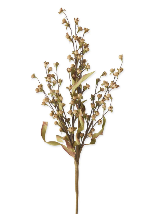 23 Inch Cream Wood Bead Berry Bush