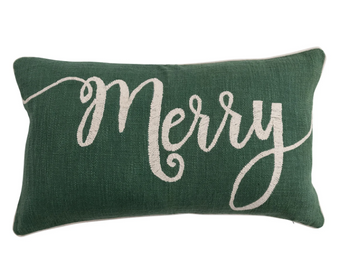 Green Merry Lumbar Pillow 14" x 24"