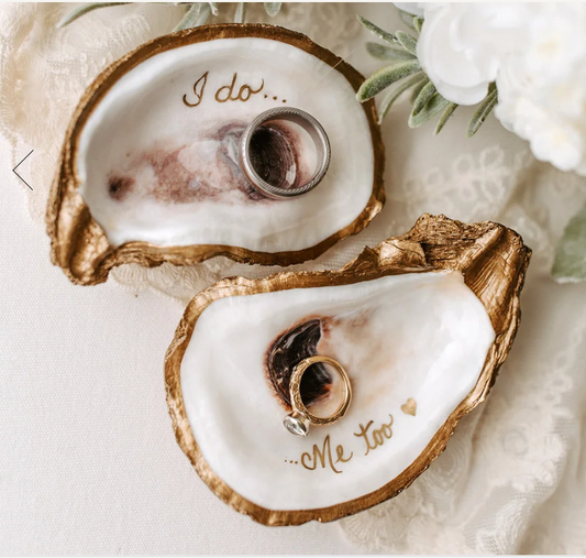 "I Do, Me Too" Oyster Ring Dish Set