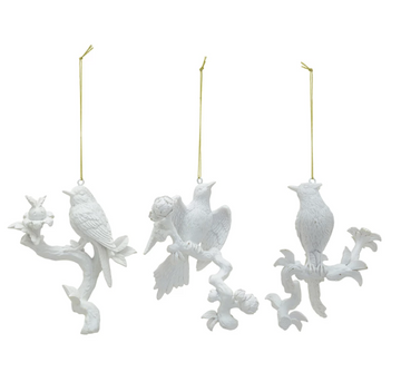 Resin Bird on Branch Ornament