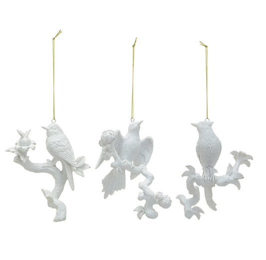 Resin Bird on Branch Ornament