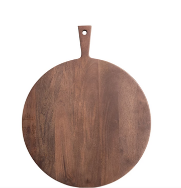 Mango Wood Cheese/Cutting Board with Handle, Walnut Finish