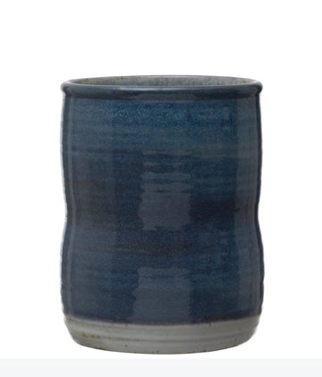 Blue Stoneware Utensil Holder