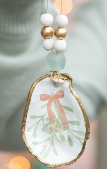 Oyster Christmas Ornament - Mistletoe