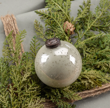 3" White Glass Ornament