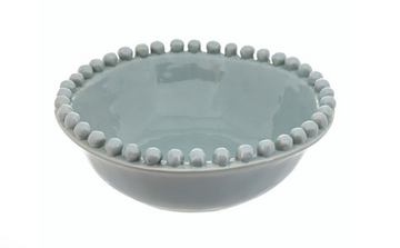 Ceramic Beaded Bowl - Large - Coastal Blue