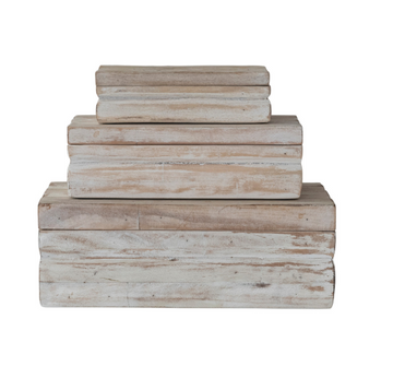 Reclaimed Wood Whitewashed Box - Small