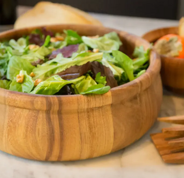 Large Rim Acacia Wood Salad Bowl