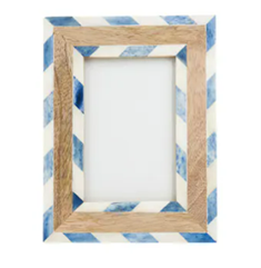 chevron and Wood Crafted Bone Photo Frame