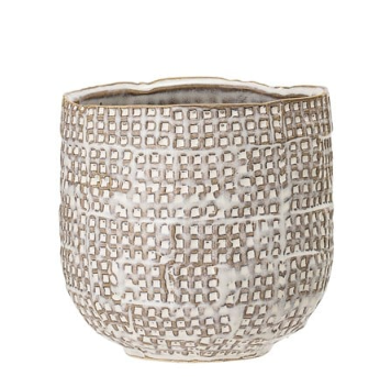 White Embossed Stoneware Planter