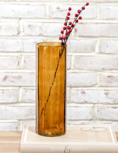 11" Amber Glass Vase