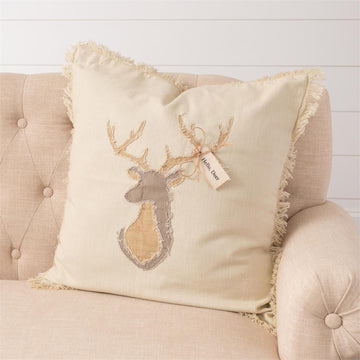 Raggedy Deer Head 20 x 20 Pillow