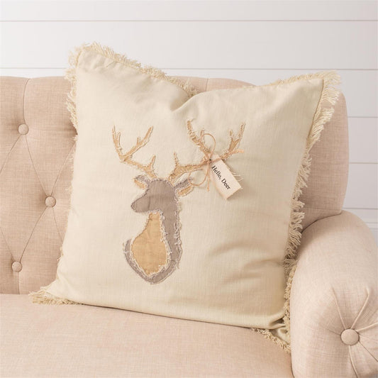 Raggedy Deer Head 20 x 20 Pillow