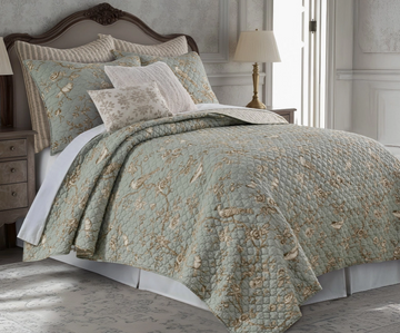 Lyon Teal Quilt Set - Full/Queen